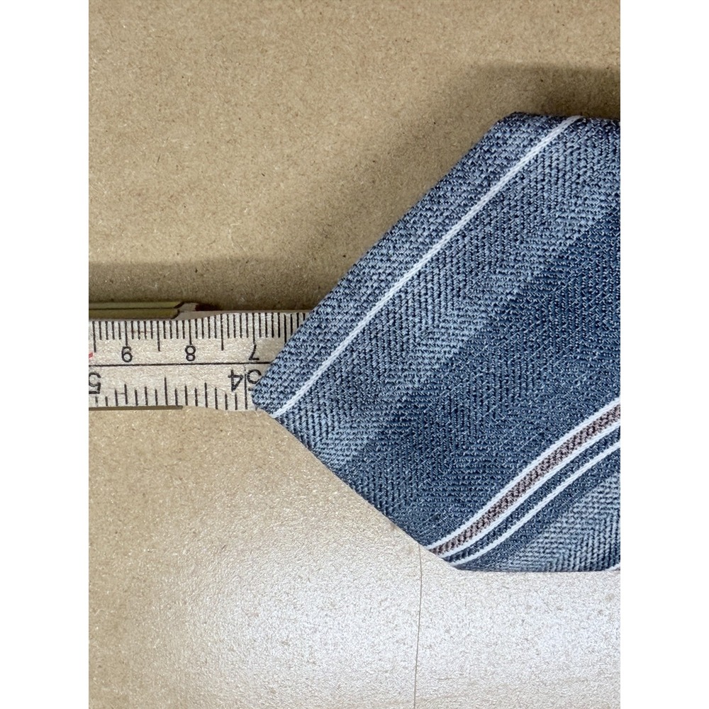 Vintage Mervyns Collection Tie Blue Gray Striped Polyester Classic USA - Picture 5 of 6